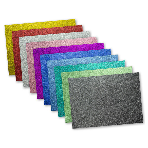 kangaro Glitterkarton, 250 x 350 mm, 5-farbig sortiert