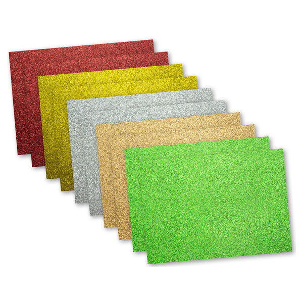 kangaro Glitterkarton, 250 x 350 mm, 5-farbig sortiert