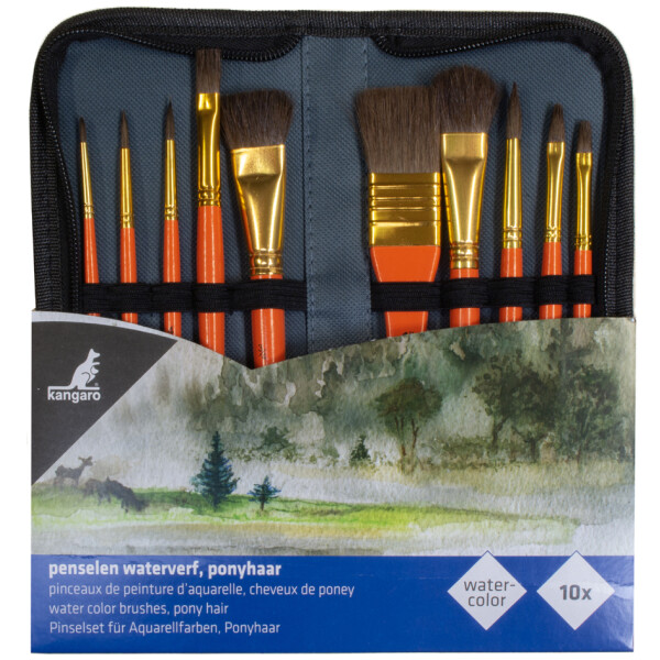 kangaro Aquarell-Pinsel-Set, 10-teilig, im Etui
