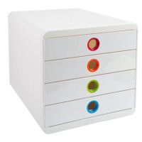 EXACOMPTA Schubladenbox POP-BOX, 4 Schübe, weiß Harlekin