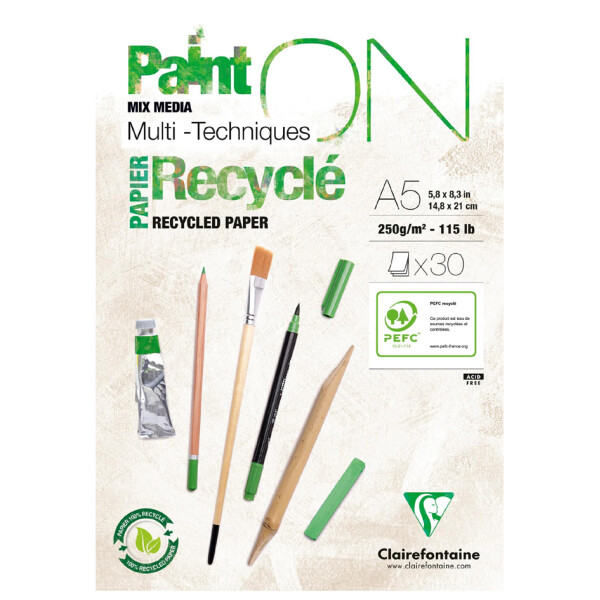 Clairefontaine Zeichenpapierblock PAINTON Recyclé, DIN A4