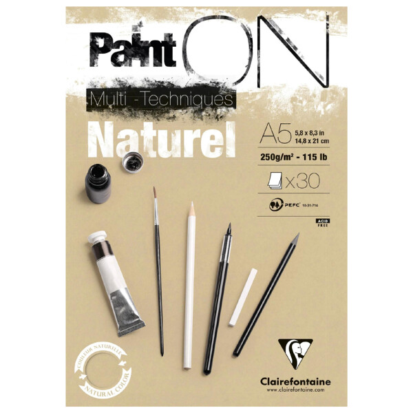 Clairefontaine Zeichenpapierblock PAINTON Natur, DIN A5