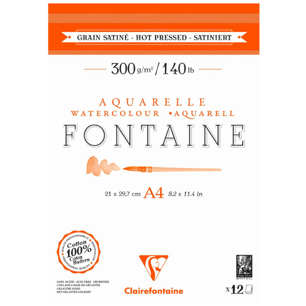 Clairefontaine Aquarellblock FONTAINE, satiniert, DIN A3