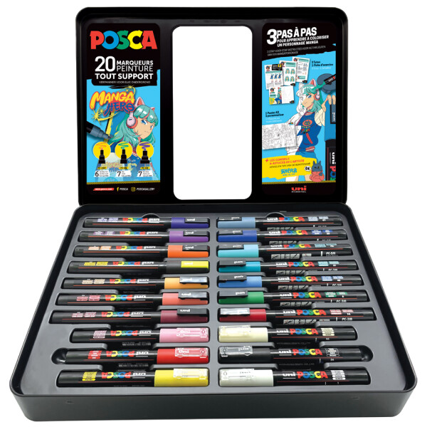 POSCA Pigmentmarker "MANGA HERO", 20er Metallbox