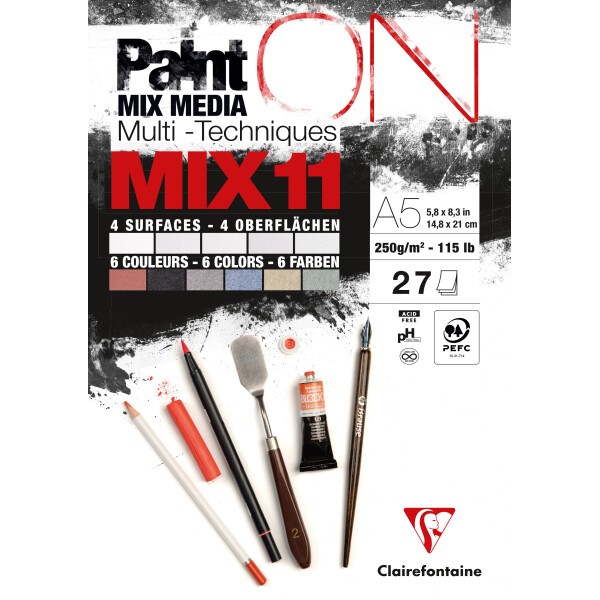 Clairefontaine Zeichenpapierblock PAINTON MIX11, DIN A5