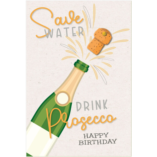 SUSY CARD Geburtstagskarte Round "Sektflasche"