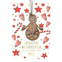 CACTUS Weihnachtskarte "Herz", mit Holzapplikation