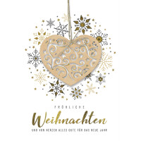 CACTUS Weihnachtskarte "Herz", mit Holzapplikation