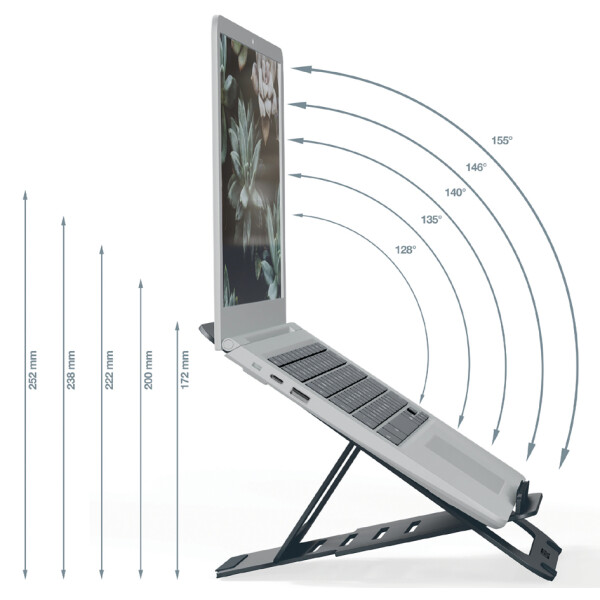 LEITZ Notebook-Ständer Ergo, ultraflach, dunkelgrau