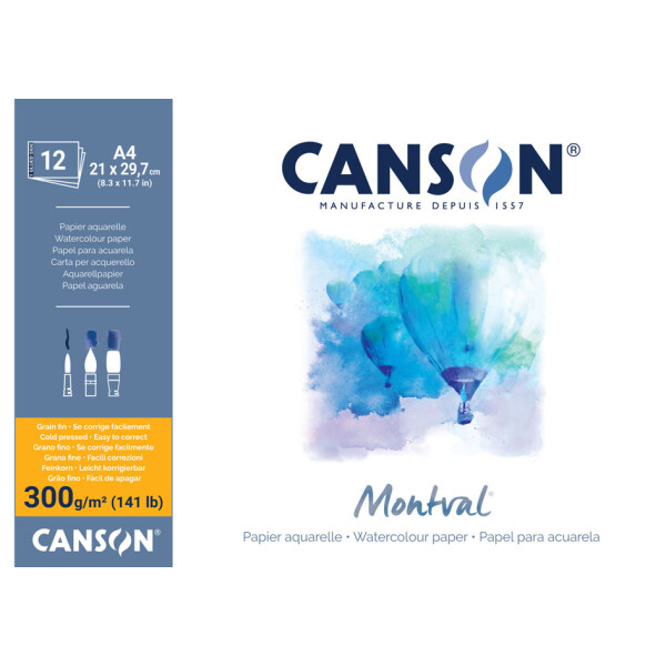 CANSON Aquarellblock "Montval", DIN A4, 50 Blatt