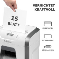 Fellowes Aktenvernichter Powershred 15C, weiß, Partikel