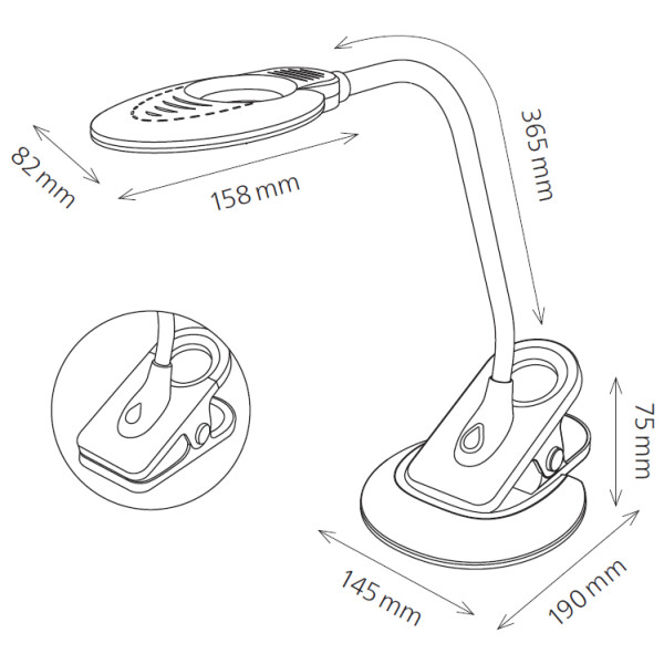 Hansa LED-Tischleuchte Klemmleuchte "Swirl", weiß silber