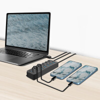 LogiLink USB 3.2 Hub, 7 Port, mit Ein- Ausschalter, schwarz