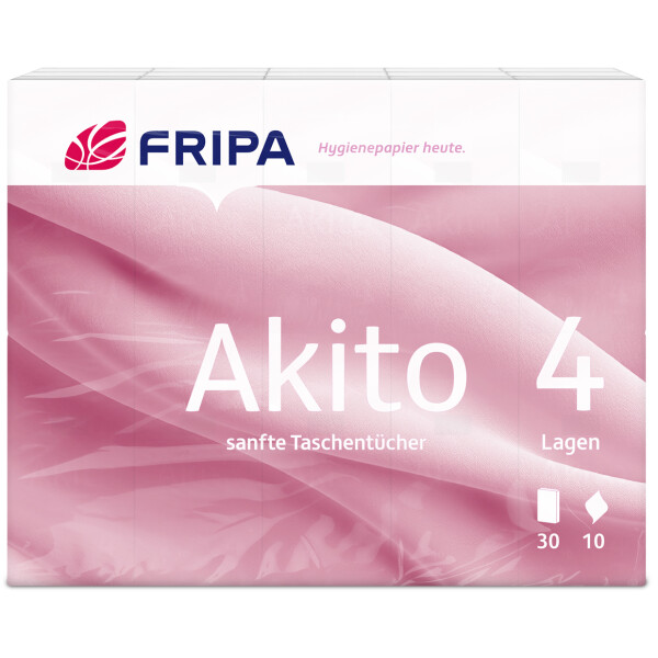 Fripa Taschentücher Akito, 4-lagig, hochweiß, 30er Pack