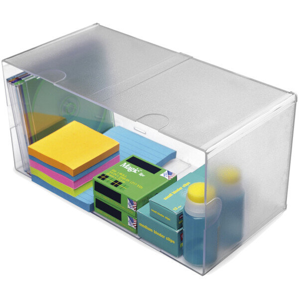 deflecto Organisationsbox Cube Doppel, 1 Fach, glasklar