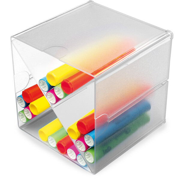 deflecto Organisationsbox Cube Doppel, 1 Fach, glasklar