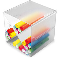 deflecto Organisationsbox Cube Doppel, 1 Fach, glasklar