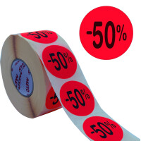METO Promo-Etiketten "-30%", rund, rot fluor