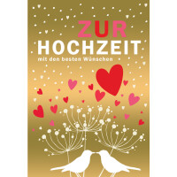 CACTUS Hochzeitskarte "Zwei Vögel mit Herzen"