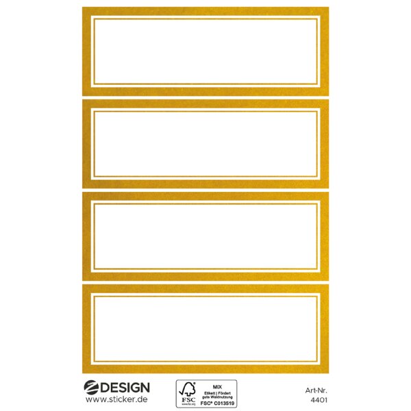 ZDesign HOME Haushalts-Etiketten, Rahmen gold, 70 x 21 mm