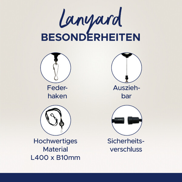 AVERY Textilband Lanyard mit Aufrollmechanismus, schwarz