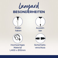 AVERY Textilband Lanyard mit Aufrollmechanismus, schwarz