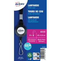AVERY Textilband Lanyard mit Aufrollmechanismus, schwarz