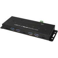 LogiLink USB 3.2 (Gen2) Combo Industrie-Hub, 7-Port, schwarz