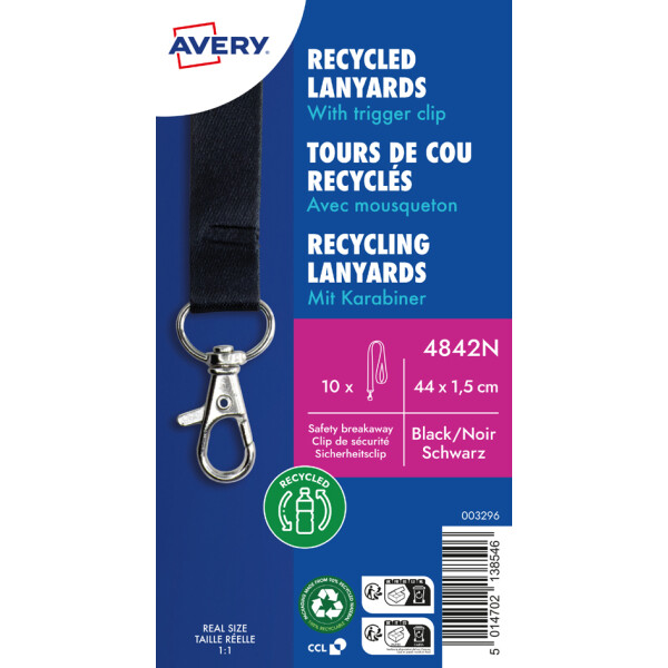 AVERY Textilband Lanyard, aus rPET, 440 x 15 mm, wei&szlig;