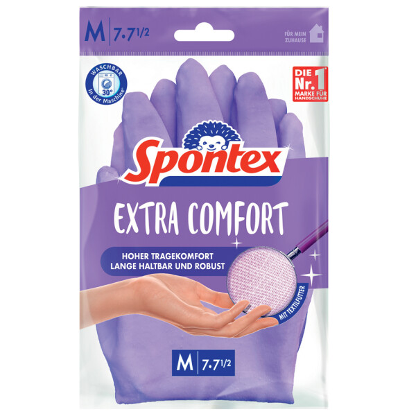 Spontex Latex-Handschuh Extra Comfort, Gr&ouml;&szlig;e M, lila