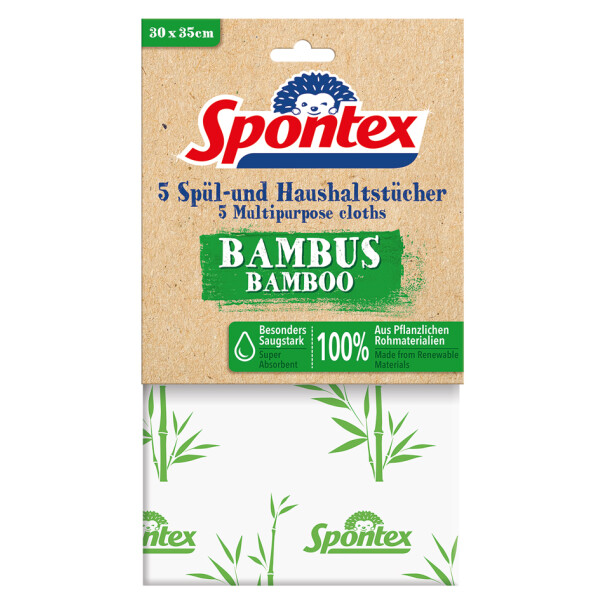 Spontex Spül- und Haushaltstuch Bambus, 5er Pack