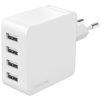 LogiLink USB-Steckdosenadapter, 4x USB-A, 24 Watt, schwarz