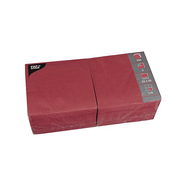 PAPSTAR Lunch-Servietten, 330 x 330 mm, 3-lagig, bordeaux