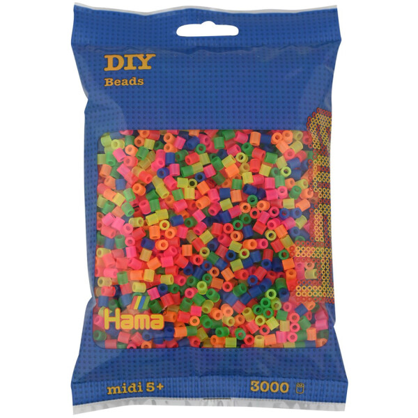 HAMA Bügelperlen midi "Neon-Mix", 3.000er Beutel