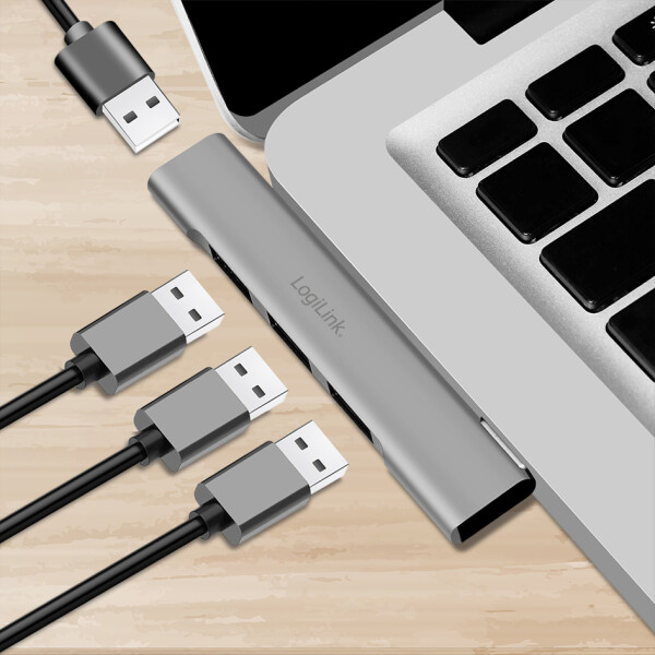 LogiLink USB 3.0 Ultraslim-Hub, 4-Port, Aluminiumgehäuse