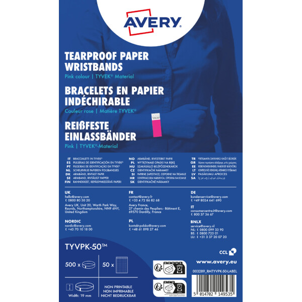 AVERY Eventbänder Einlassbänder, 256 x 19 mm, neonrot
