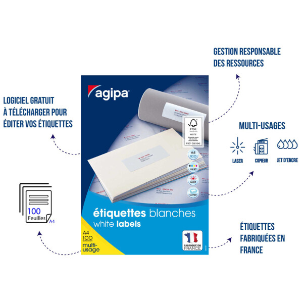 agipa Universal-Etiketten, 199,6 x 144,5 mm, weiß