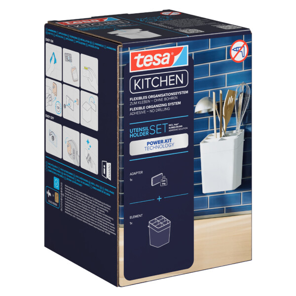 tesa KITCHEN Utensilienhalter, wei&szlig;