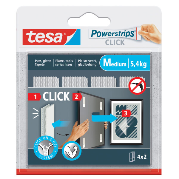 tesa Powerstrips CLICK Klettstreifen SMALL, weiß