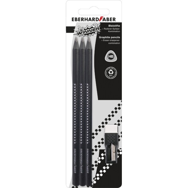 EBERHARD FABER Bleistift-Set WINNER, HB, schwarz, 7-teilig