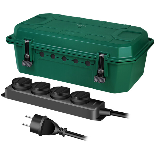LogiLink Außen-Elektronikbox mit 4-fach Steckdosenleise