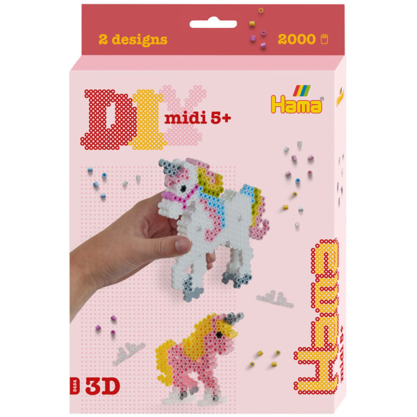 Hama Bügelperlen midi 3D "Einhörner", Geschenkpackung