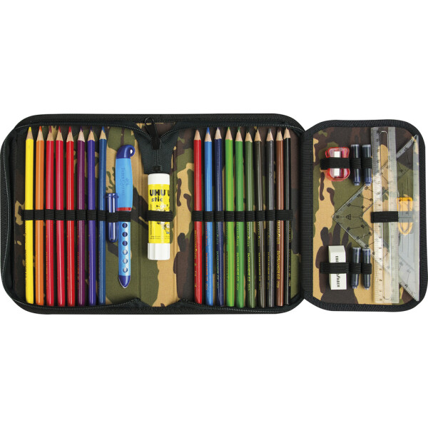 EBERHARD FABER Schüleretui Camouflage, grau, 32-teilig