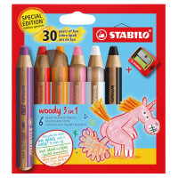 STABILO Multitalentstift woody 3 in 1, 6er Etui Einhorn