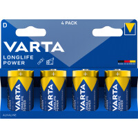 VARTA Alkaline Batterie Longlife Power, Mono (D LR20), 4er