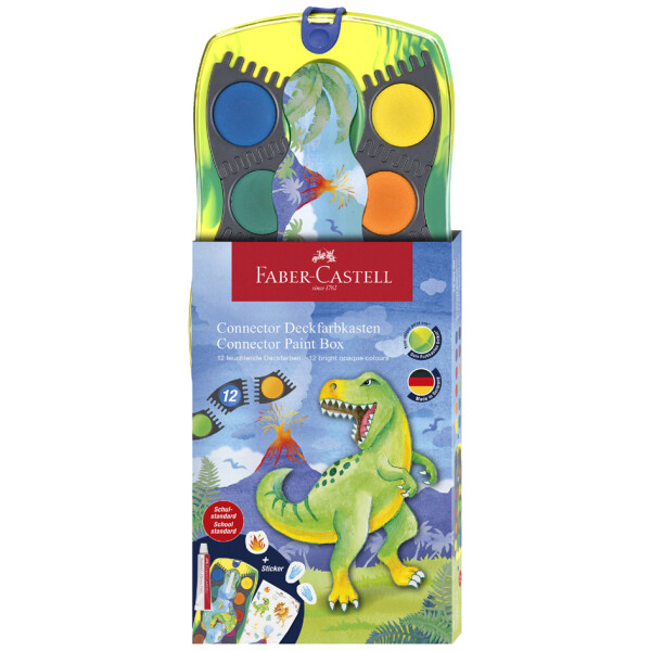 FABER-CASTELL Deckfarbkasten CONNECTOR Dino, 12 Farben