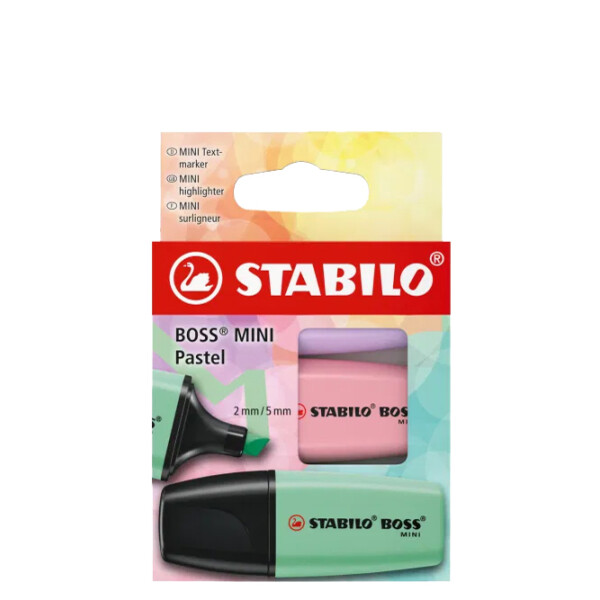 STABILO Textmarker BOSS MINI Pastel, 3er Kartonetui