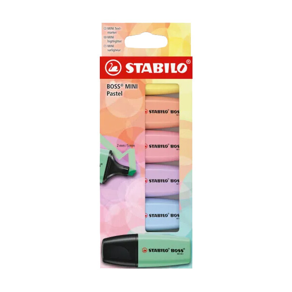 STABILO Textmarker BOSS MINI Pastel, 5er Kartonetui