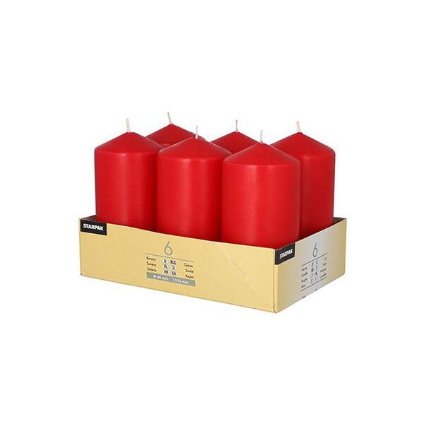 STARPAK Stumpenkerze, Durchmesser: 60 mm, rot