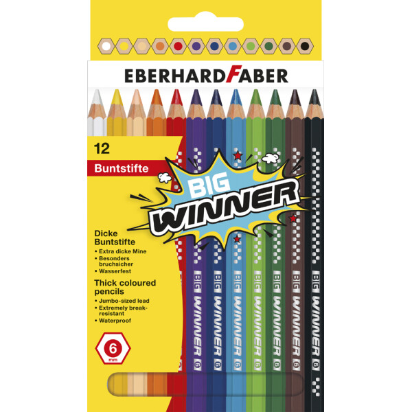 EBERHARD FABER Hexagonal-Buntstift BIG WINNER, 6er Etui